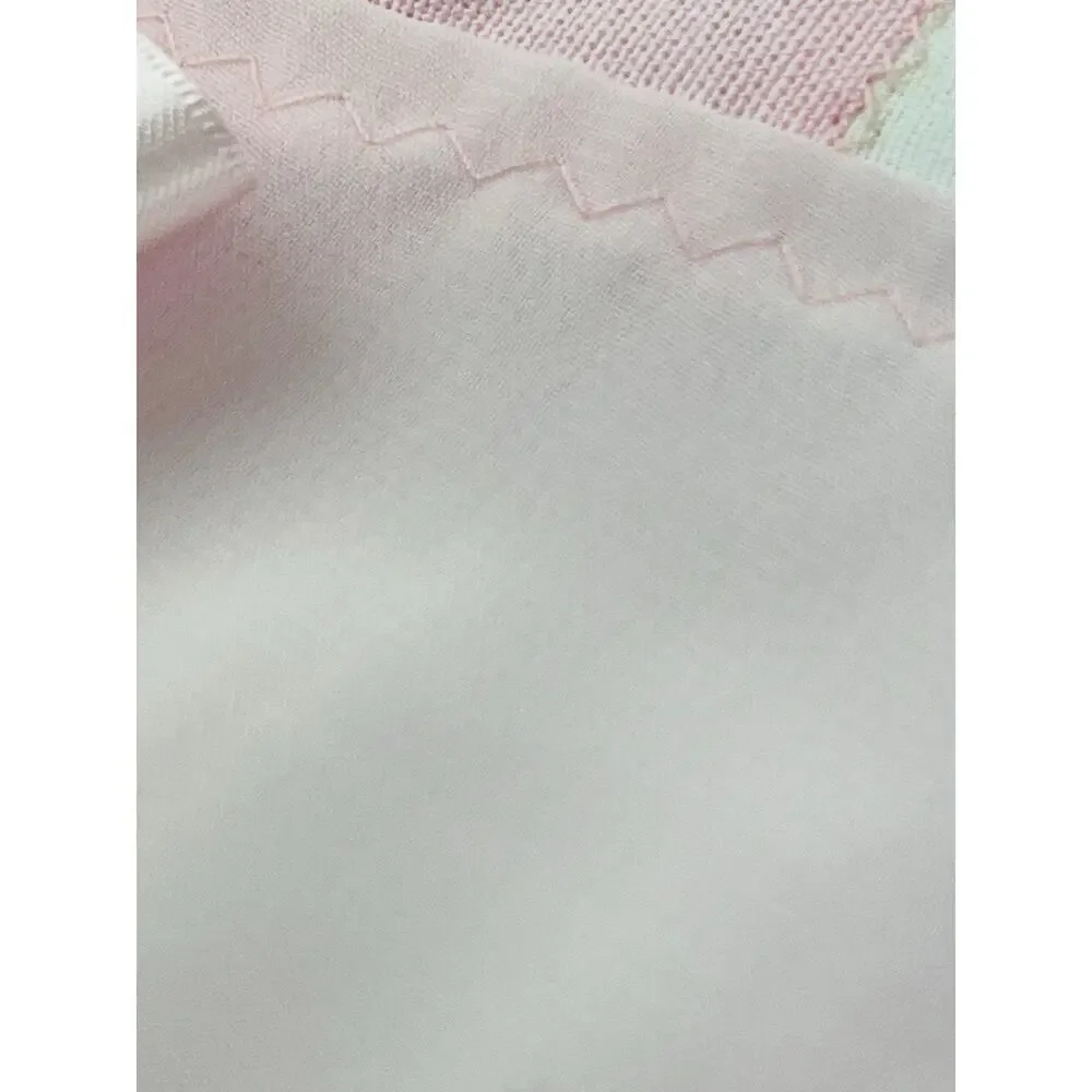 Pink Quilted Blanket Wall Hanging Handmade Country Cottage Baby Bow Eyelet Lace